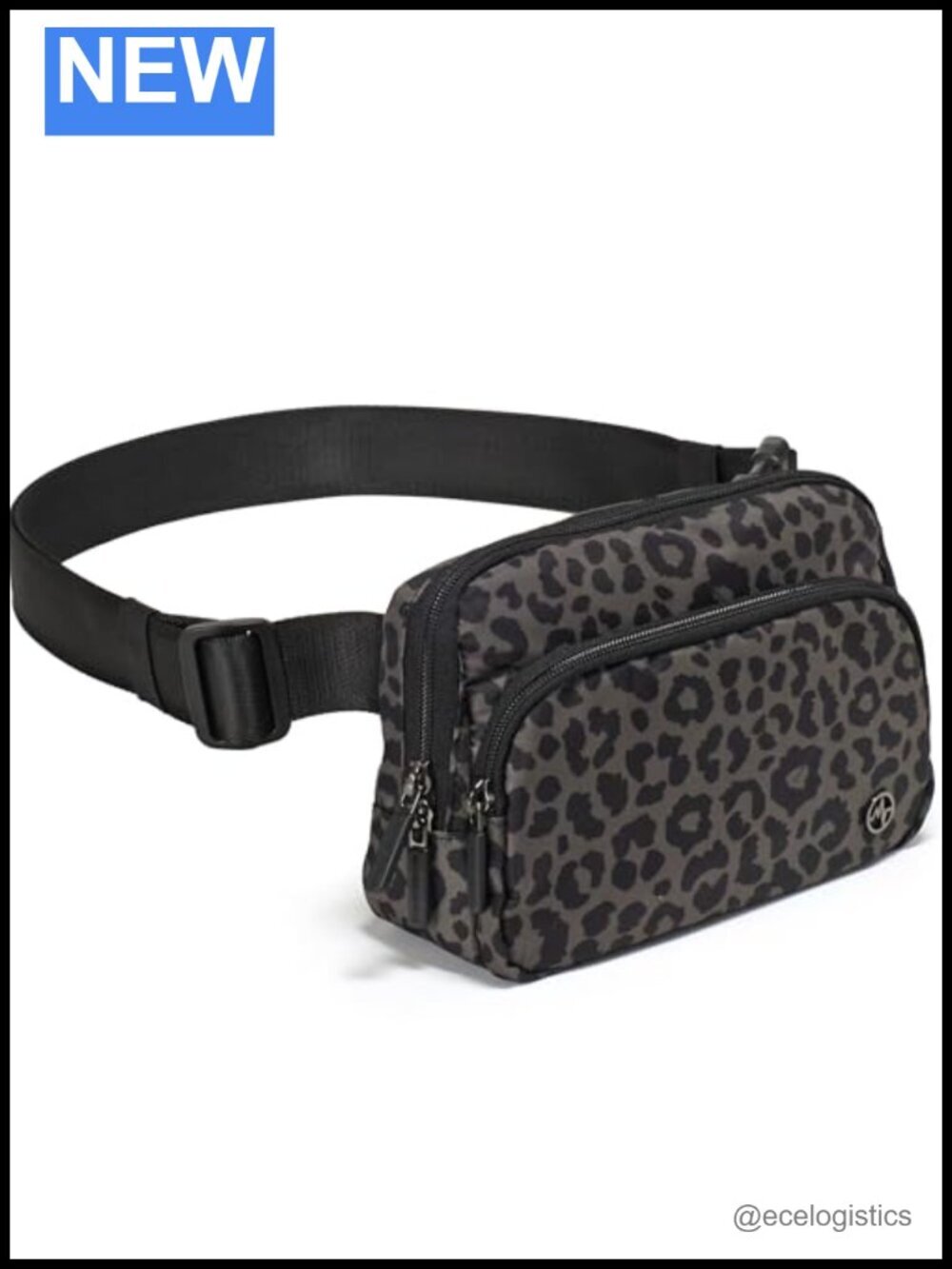 Nylon Crossbody Belt Bag with 6 Pockets, Adjustable Sling Fanny Pack